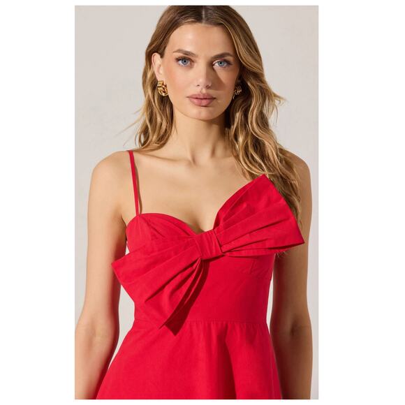 ASTR THE LABEL Asymmetrical Bow Midi Dress Size Small - Picture 4 of 12